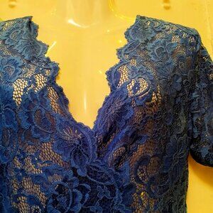 Gladiolus - Royal Blue (M) Floral Lace Lingerie Bodysuit